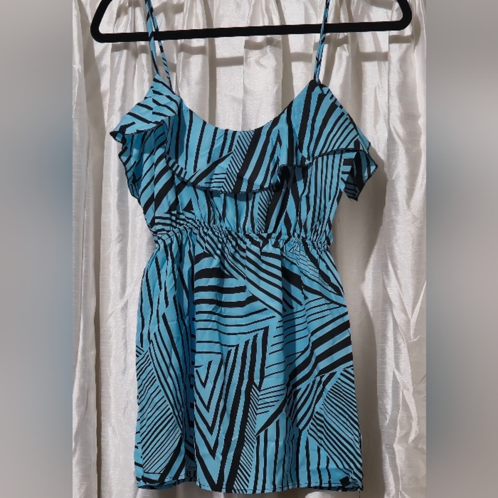 Blue and Black Striped Top